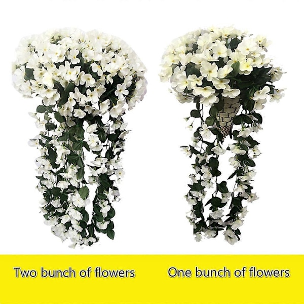 Klaser med kunstig fiolranke hengende girlander vinblomst slyngplante 2 stk White