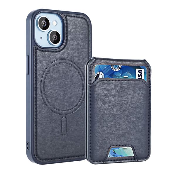 Etui til iPhone 16plus Sort Magnetisk Kortholder Pebbled Magnetisk Tegnebog med Kortholder