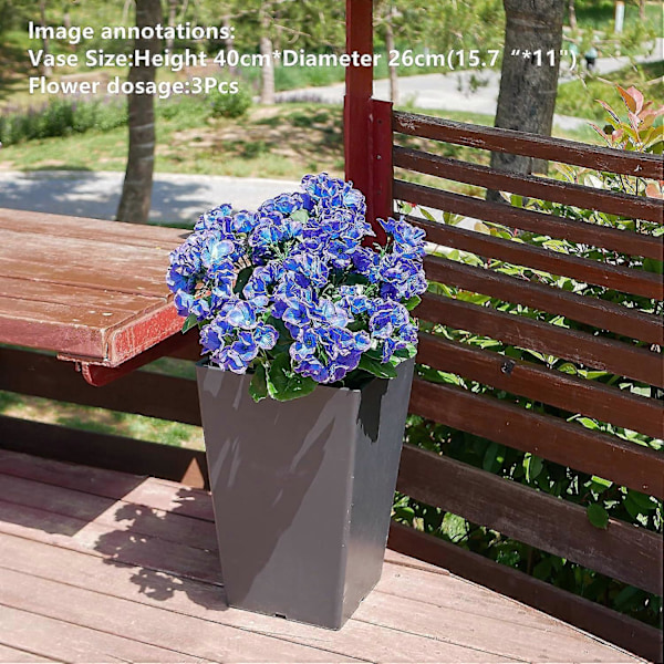 Kunstige Geranium Blomster Falsk Geranium Busk Lang Kunstig Silkeblomst Plante for Utendørs Plantekasse Hage Hjem Dekor (Blå) Blue
