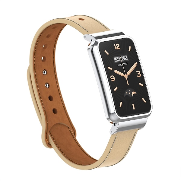 Aprikos Aprikos Dubbel Stud Läderarmband kompatibelt med Xiaomi Mi Band 7 Pro