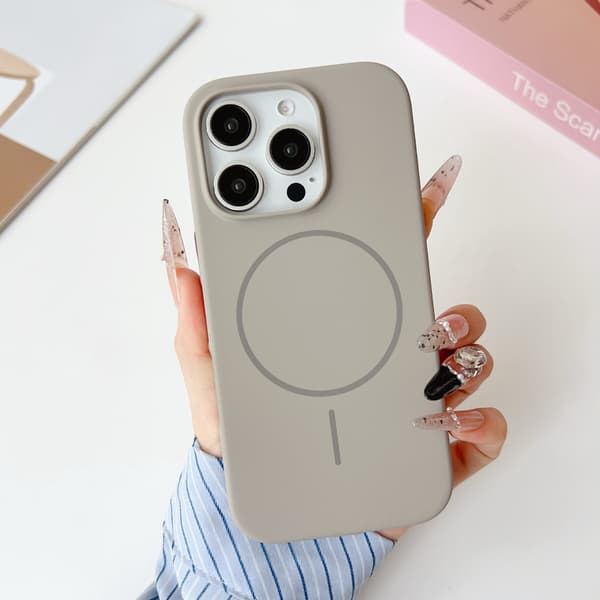 Fodral för iPhone 17 Pro Max Magnetisk Silikon Ljusgrå Noz29150