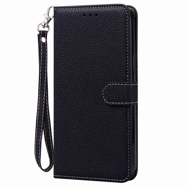 Etui til iPhone 13pro 6.1 sort Pebbled Plain Wallet med kortholder Flip