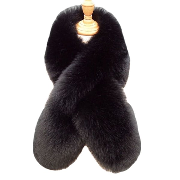 Dame falsk krage Avtakbar halv pels Vinter Varm Tykk Beige scarf