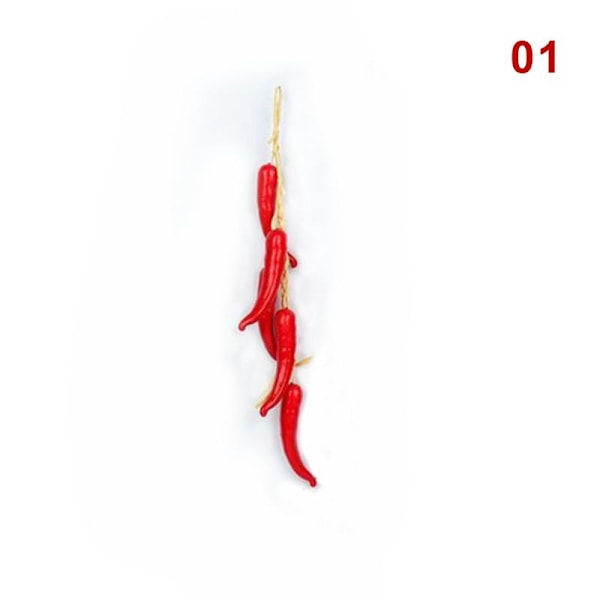 Hjemmesimulering Skum Mat Grønnsaker Kunstige Fisker Hengende Snor Falsk Chili Pepper Veggdekor Matches the image 6