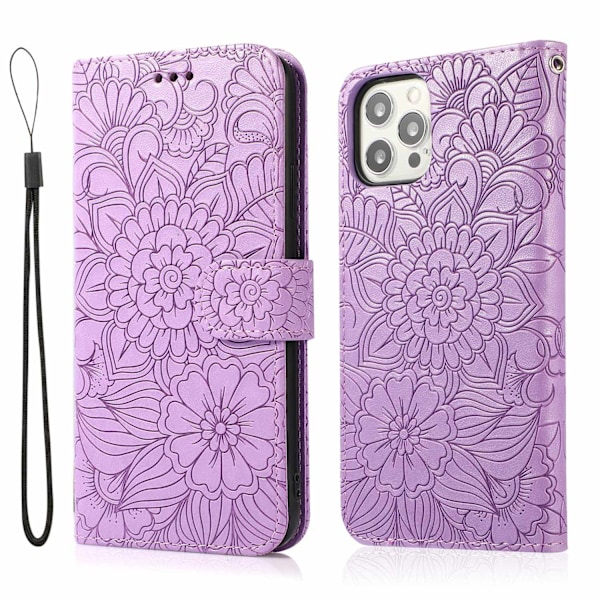 Skal för iPhone 15 Lila 3D Präglad Mjuk Touch Magnetisk Mode