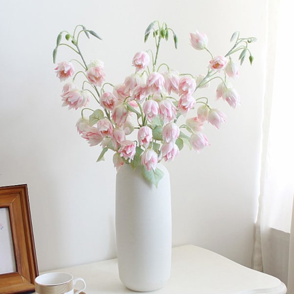 1 Gren Kunstig Silke Blomst Frisk Blomsterarrangement Falsk Campanula Blomst til Gaver