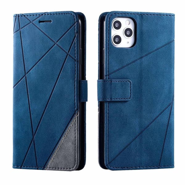 Etui til iPhone 16plus blå Soft-Touch Mixed Media Wallet med kortholder Flip Magnetisk
