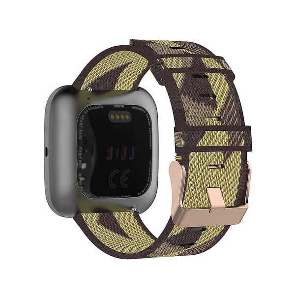 Gul Gul Stripevevd Nylon Armbånd kompatibelt med Fitbit Versa 2, Fitbit Versa, Fitbit Versa Lite, Fitbit Blaze