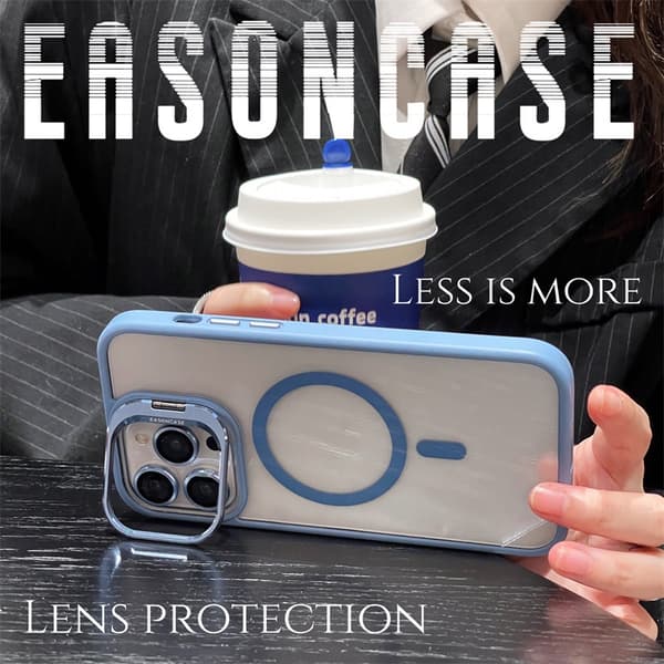 Etui til iPhone 14 Magnetisk Stand Linse Detalje Blå Noz37253