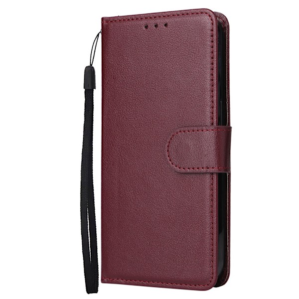 Fodral för iPhone iPhone 15 6.1 Claret Enkel fotoramplats Plånbok med korthållare Flip
