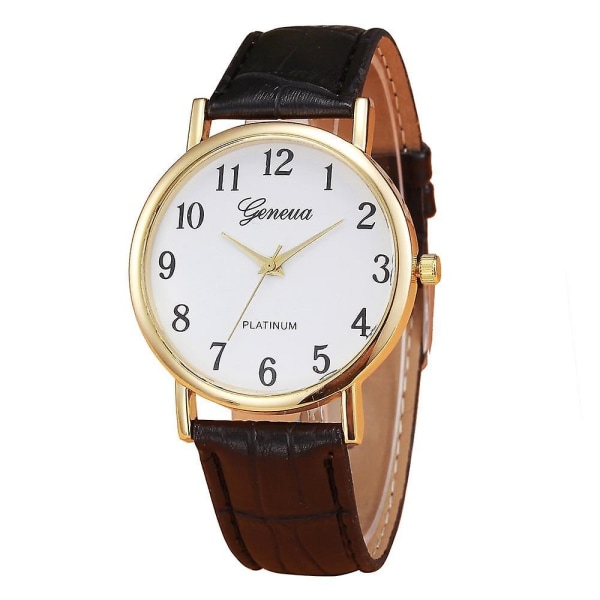 Dammode konstläder Analog Quartz Watch Armband Black