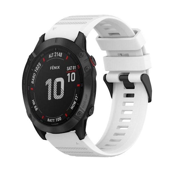 Hvit Hvit Silikon Klokkereim kompatibel med Garmin Fenix 6 Gps
