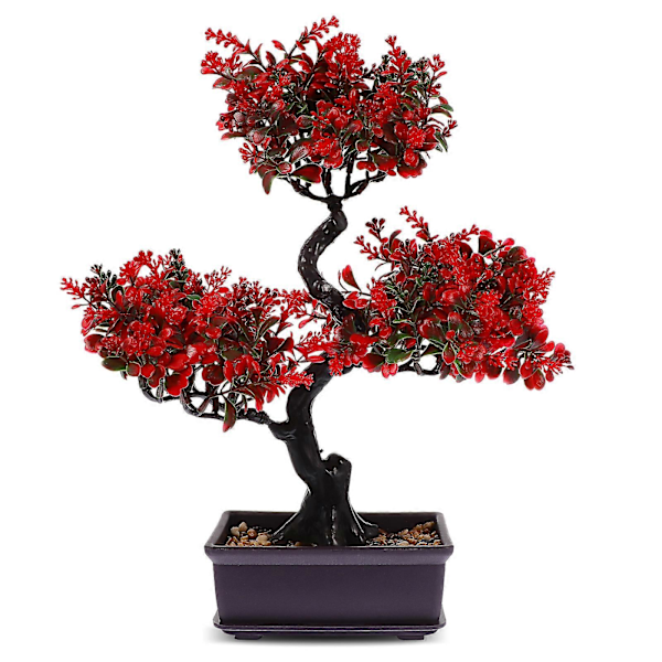 Konstgjord Bonsaiträd Falsk Växt i Kruka Faux Bonsai Krukväxt Ornament för Inomhus Hemmakontor Utomhus Trädgård