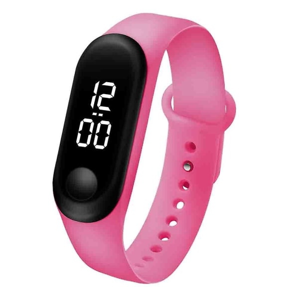 Nytt mode fyrkantig LED-silikon elektronisk klocka digital watch M3W-Pink