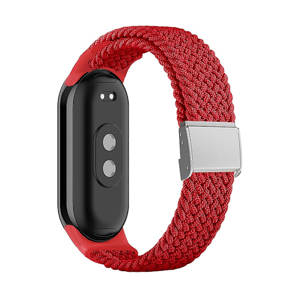 Rød Rød Nylon Flettet Stålspænde Urrem kompatibel med Xiaomi Mi Band 8