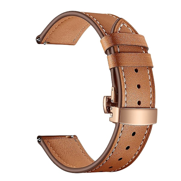 Brun Brun 20mm Fjärilslås Klockarmband Roséguld Spänne