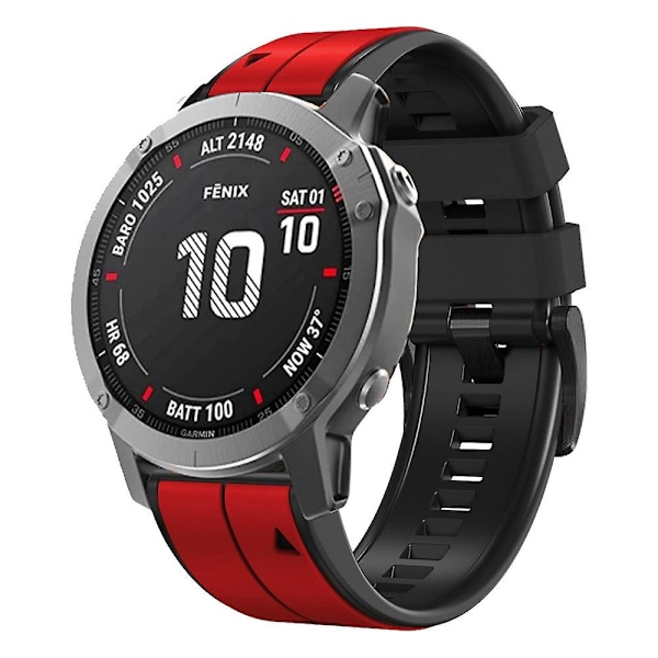 Rød Sort Rød Sort Silikone Sportsurrem kompatibel med Garmin Fenix 5x Plus