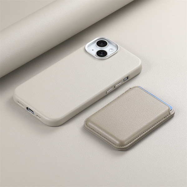 Fodral för iPhone 14 Pro Max Titanium grå [tvådelat set] Officiellt magnetiskt läder med ställ, kortförpackning