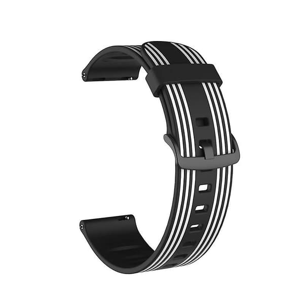 Sort Hvid Sort Hvid 22mm Stribet Silikonerem