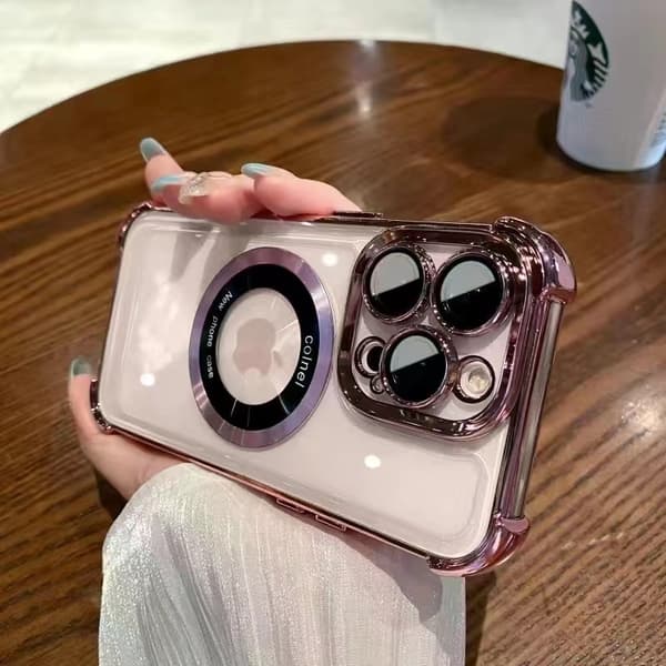 Fodral för iPhone 17 Air Elektropläterad Klar Magnetisk Klar Rosa