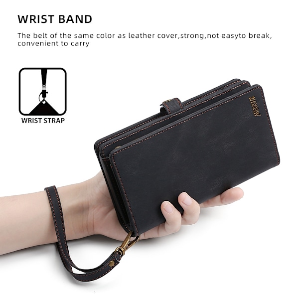 Etui til iPhone 16Pro sort Flip Wallet med kortholder