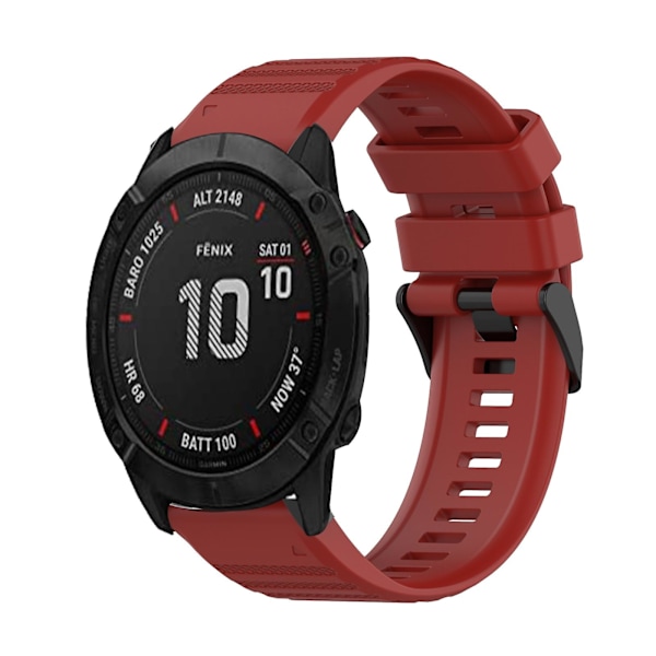 Rött rött silikonarmband kompatibelt med Garmin Fenix 6x Sapphire