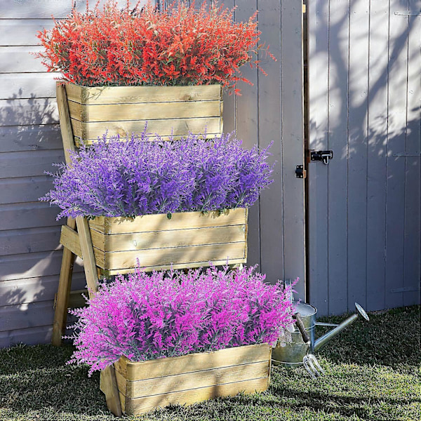12 Bundter Kunstige Lavendelblomster Fake Blomster til Dekoration UV-bestandig (Blå) Orange