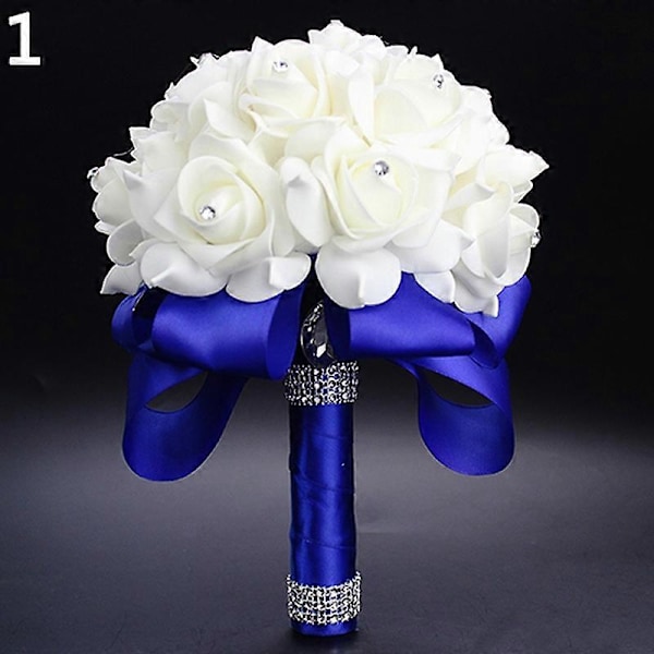 1 Buket Brud Bryllupsfest Brudepige Rhinestone Dekor Skum Kunstig Blomst Red