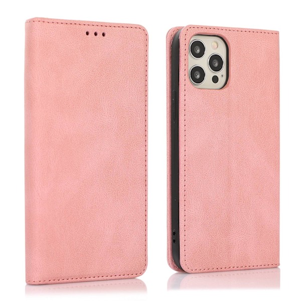Etui til iPhone 15 Plus 6.7 pink Magnetisk Flip Wallet med Kortholder