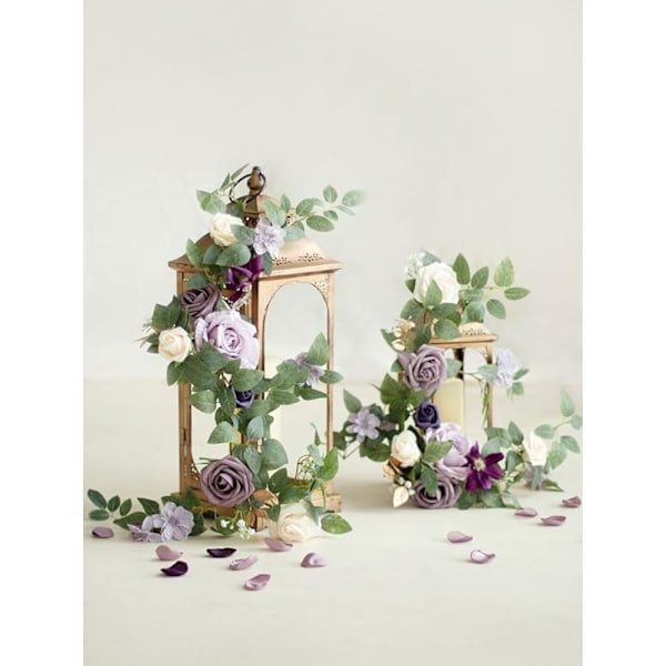1 stk. Bryllupsblomster Kunstige Blomster Guirlande Blomster Bordpynt Dekoration Stol Blomster Bue Blomsterdekoration Pink/Dark blue