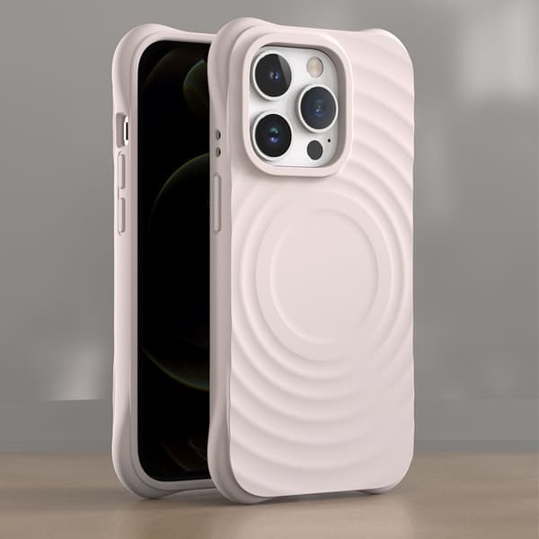 Fodral för iPhone 15 Pro Flytande Silikon Vågtextur Magnetisk Silikonfinish Noz26949