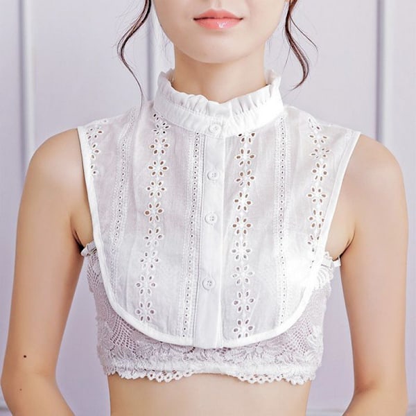 Dame falsk krage Avtakbar halv skjorte Koreansk blonde hvit Stand Collar 5/cotton and linen