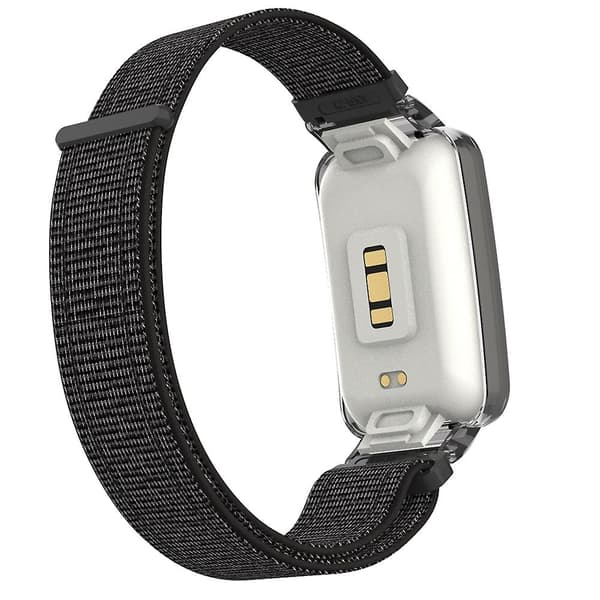 Reflekterende Sort PC-etui + Nylon Loop Rem kompatibel med Xiaomi Mi Band 7 Pro