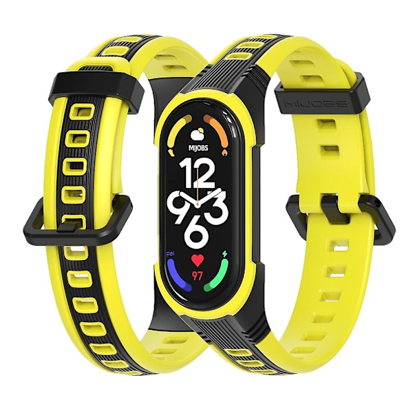 Svart Gul Svart Gul Tofarget Silikonklokkereim kompatibel med Xiaomi Mi Band 7 / 7 Nfc