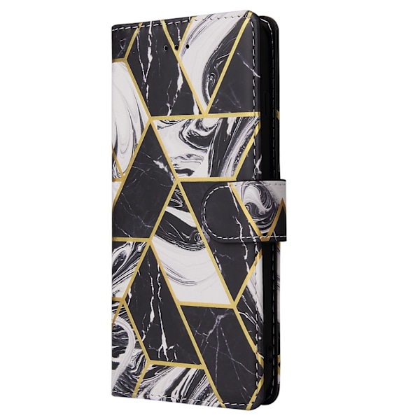 Etui til iPhone 15 Pro Max sort guld marmor blandet medie kortholder