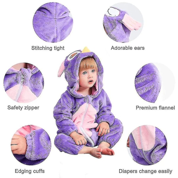 Ny unisex baby Vinter Höst Flanell Huva Romper Cosplay Owl 80CM