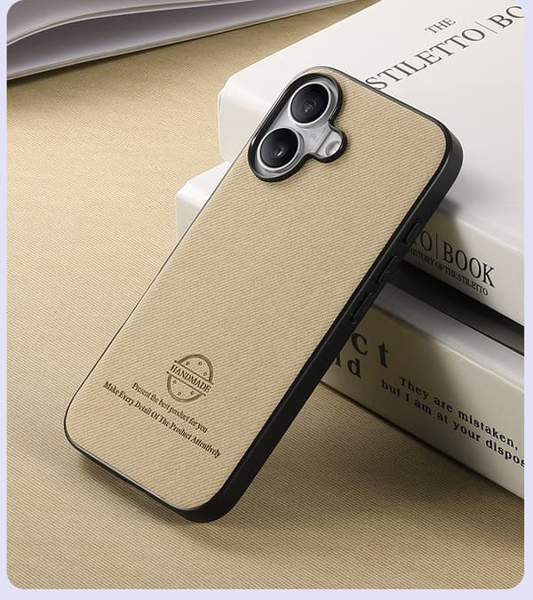 Fodral för iPhone 13 Pro Max Khaki Läder Högkvalitativt läder