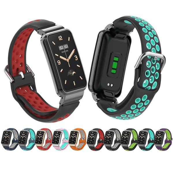 Sort Grå Sort Grå Silikone Urrem kompatibel med Xiaomi Mi Band 7 Pro