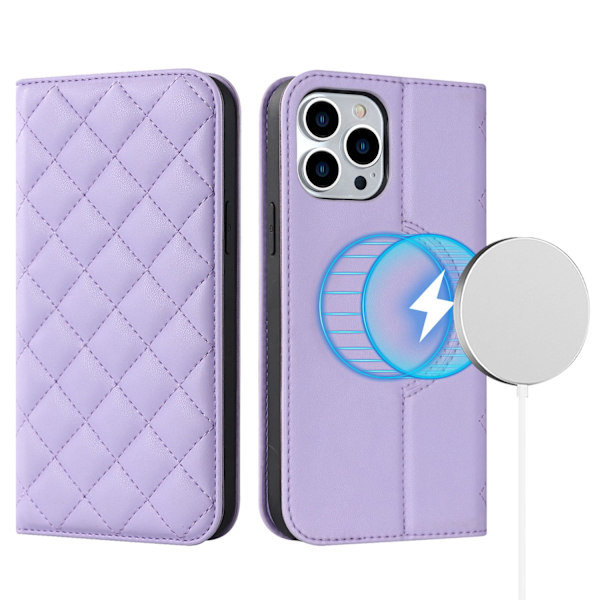 Kotelo iPhone 14promax 6.7 Purppura langattomalla latauksella ins Langaton lataus Magneettinen lompakko korttipidikkeellä