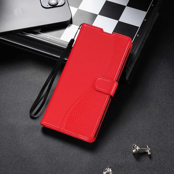 Etui til iPhone 15 Pro Max rød Magnetisk Flip Voltage Lommebok med Kortholder