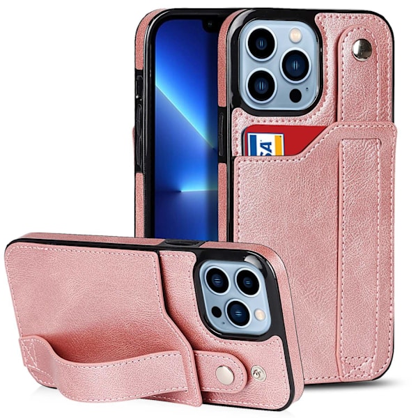 iPhone 14 Ruusukulta Lompakkokotelo Korttipidikkeellä, Luova