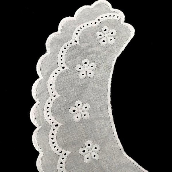 Dame falsk krage Avtakbar halv Bomull Brodert Skulder White White