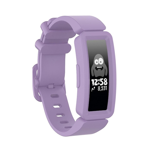 Vaaleanvioletti Vaaleanvioletti yhteensopiva Fitbit Inspire Hr / Ace 2 silikoniälykellon rannekkeen kanssa (valkoinen)