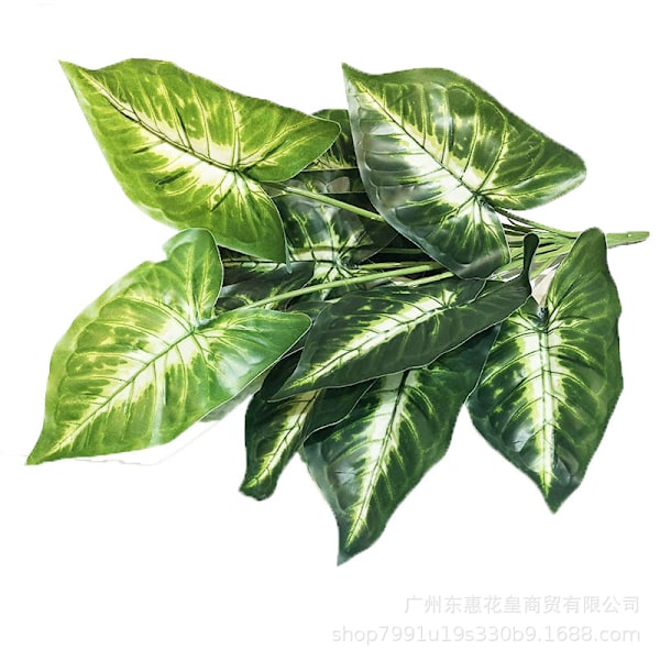 Konstgjorda Växter Grönska Krukväxter Väggdekorationer 12-Pack Taro Blad Calathea 12 taro leaves white and green