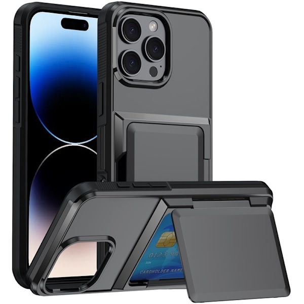Etui til iPhone 13 Pro 6.1 grå lommebok med kortholder 2-i-1 flipstativ lommebok med kortholder