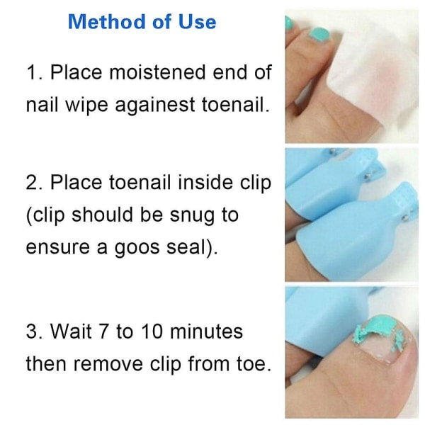 Foot Toe Soak Off Cap Färgglad plastklämma - Uv Gel Polish Remover Wrap Blue
