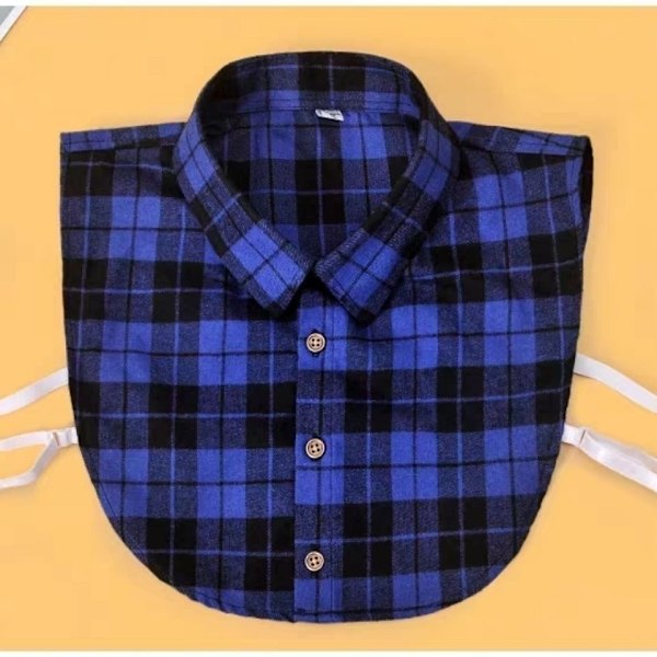 Dame falsk krage Avtakbar halv Arbeidsklær Skjorte Samme Skjorte Wine red plaid 42 size