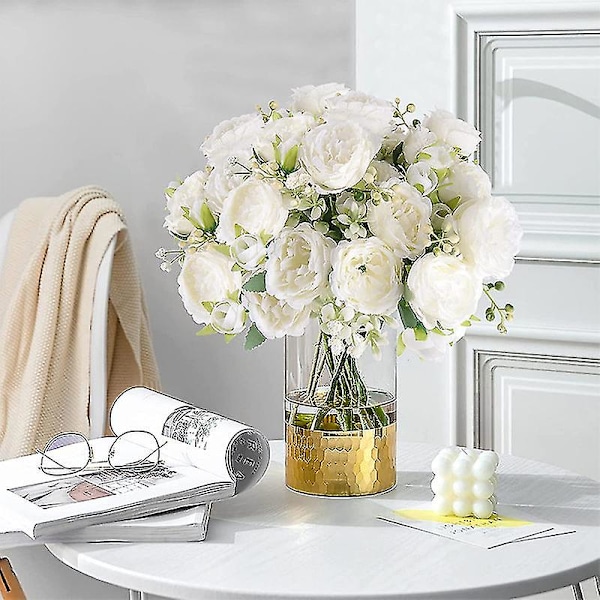 Kunstig Peon Blomst Kunstig Bukett Hjem Dekor Bukett White