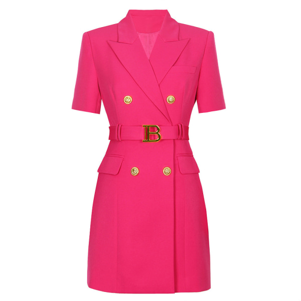 Kortärmad midjekontrollerad Ol Professional Suit Kjol Slim Fit Suit Dress Pink XXL