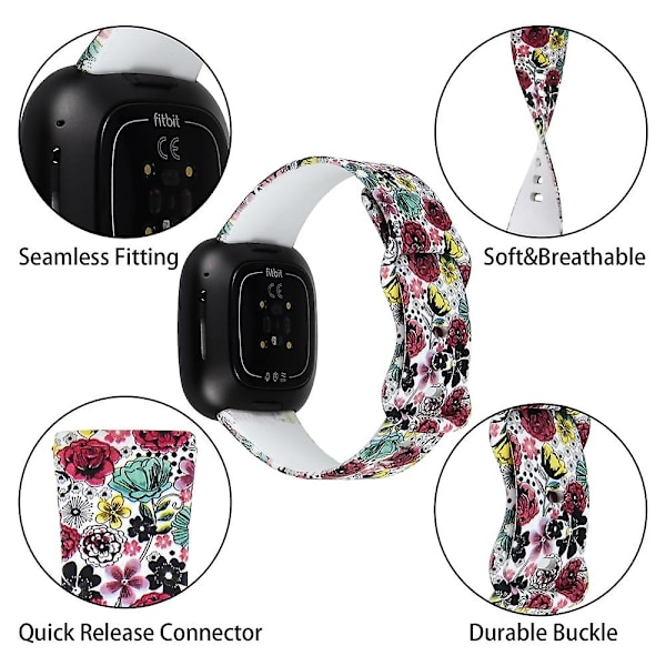 J J yhteensopiva Fitbit Versa 3 -tulostusrannekkeen kanssa, koko: L